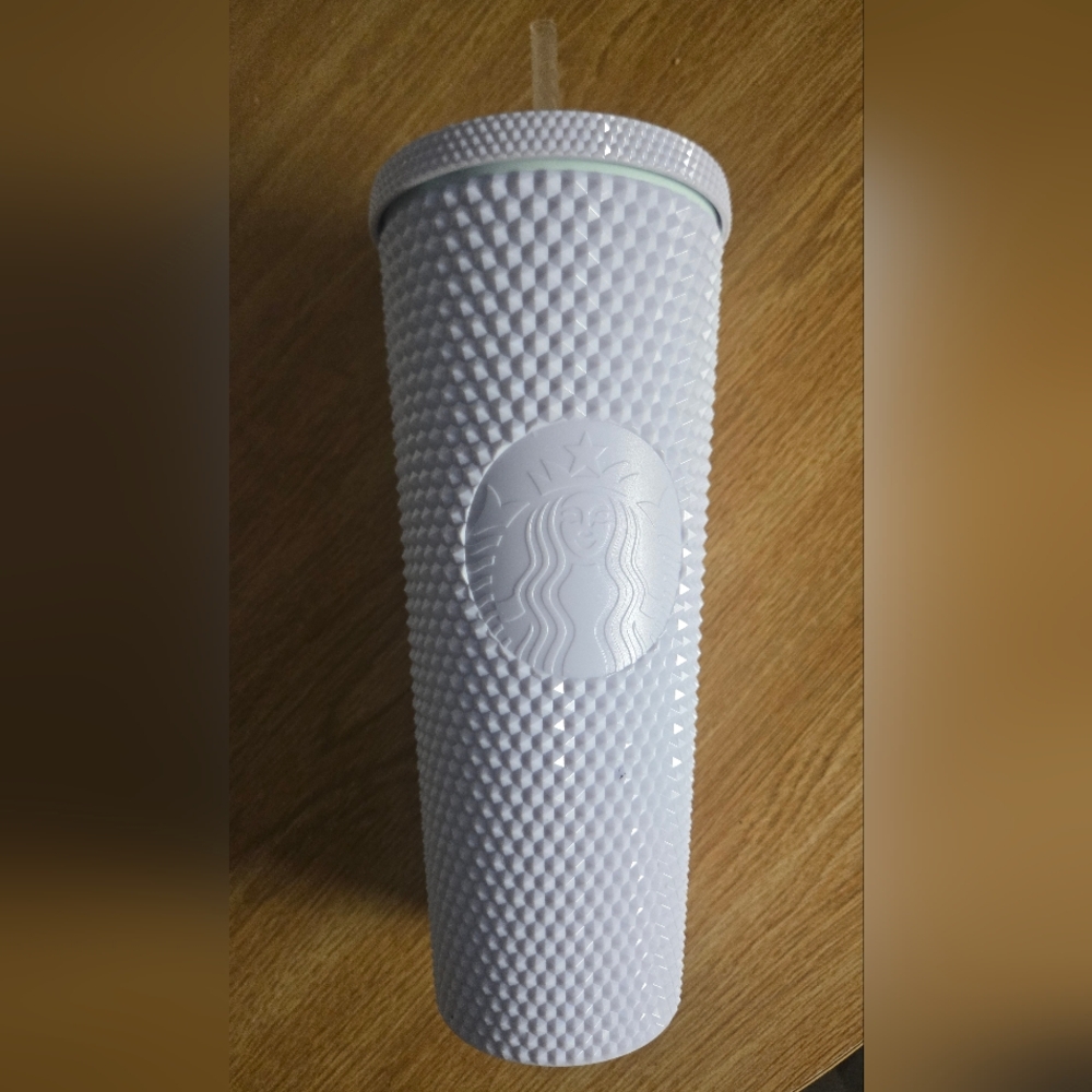 Starbucks White Tumbler with Textured Design 24oz